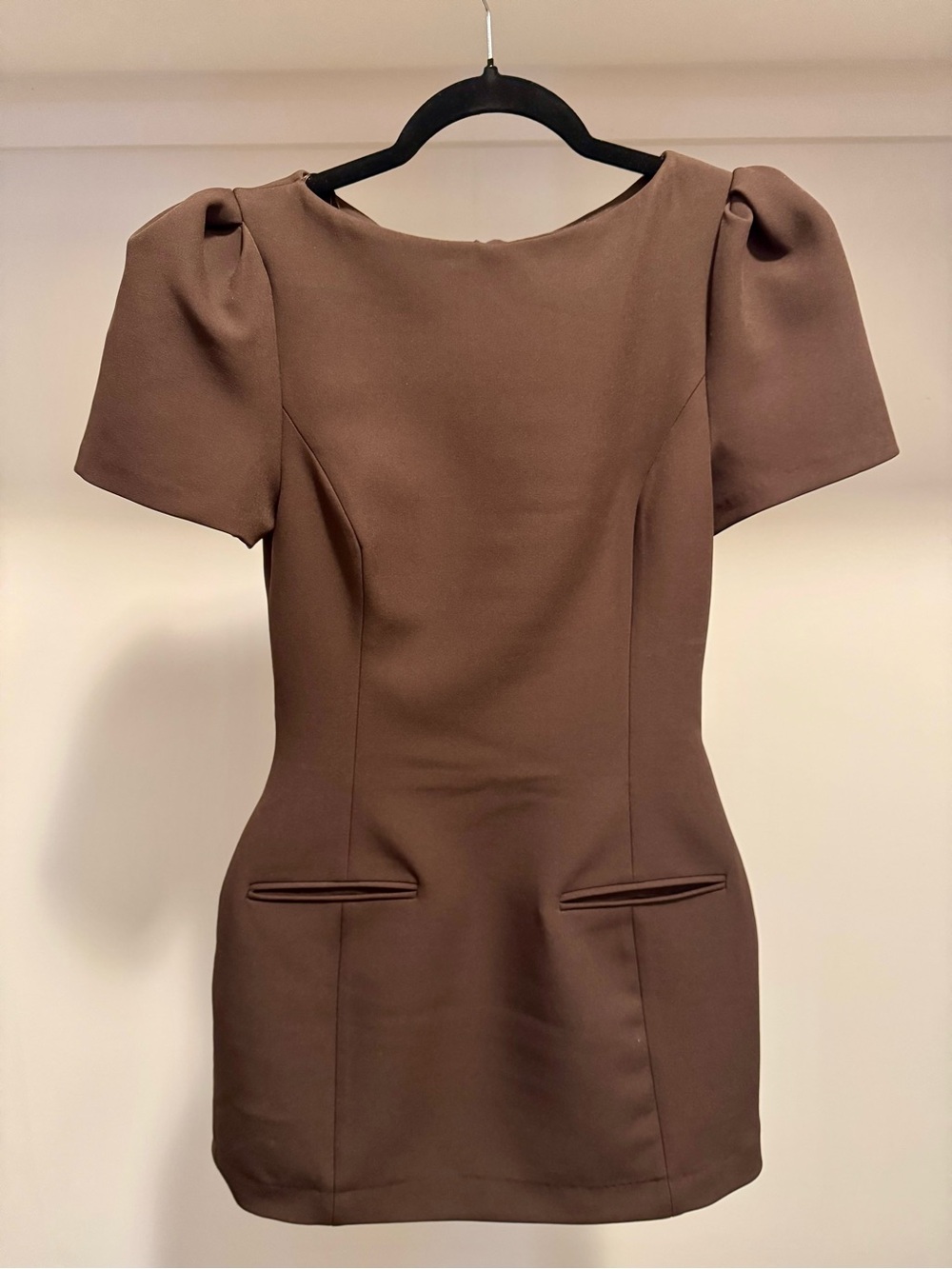 🤎 Zara Structured Puff Sleeve Mini Dress 🤎